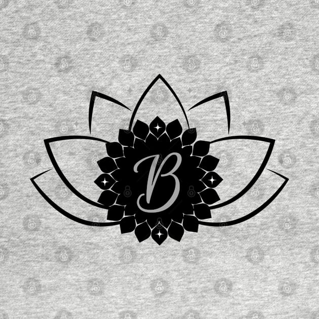 B - Lotus Flower Monogram by Mazzlo Shop